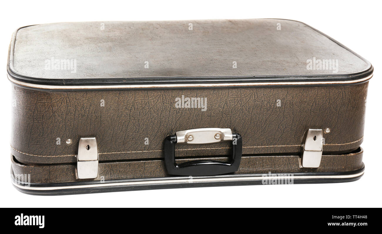 Vintage ancienne valise de voyage, isolated on white Banque D'Images