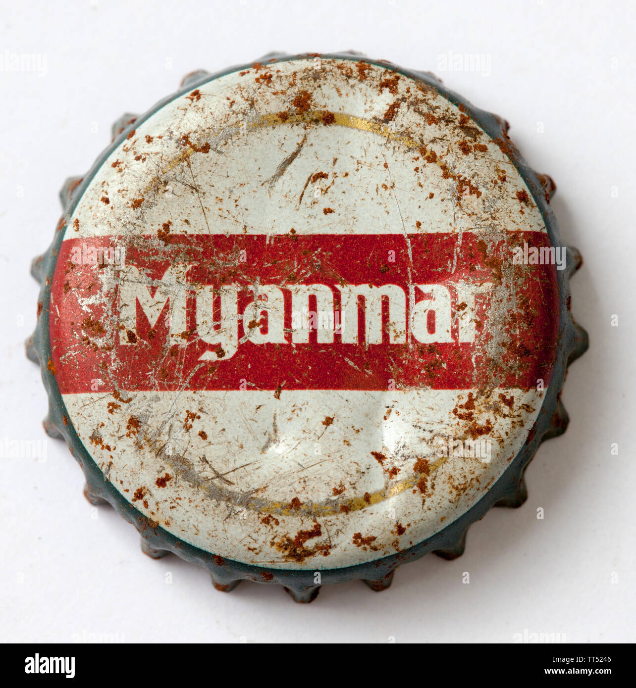 Utilisé Myanmar Beer Bottle Top Banque D'Images