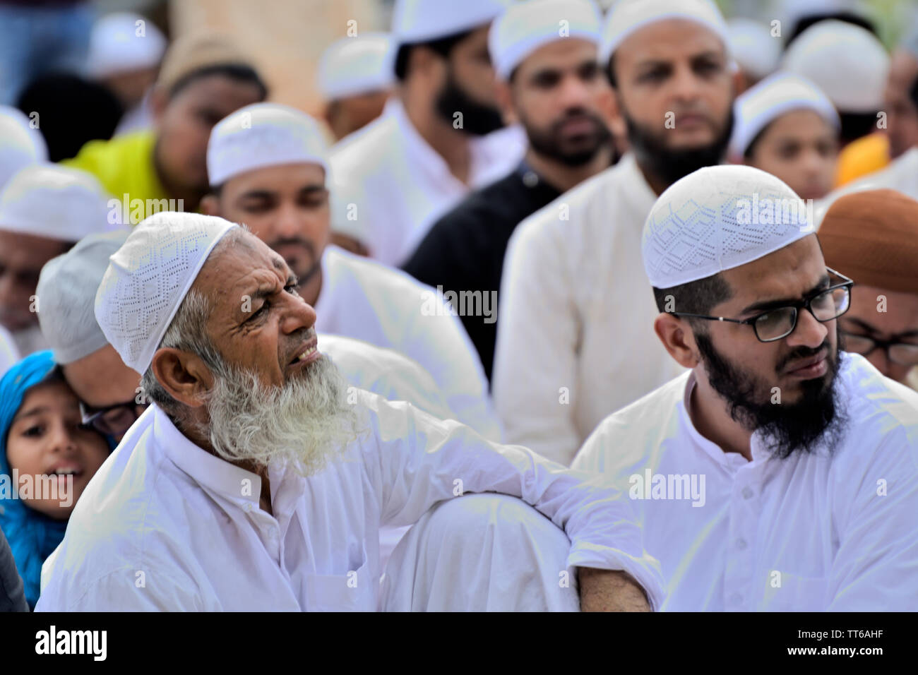 Calcutta, Inde - 5 juin 2019 : les musulmans célèbrent l'Eid al fitar. Banque D'Images