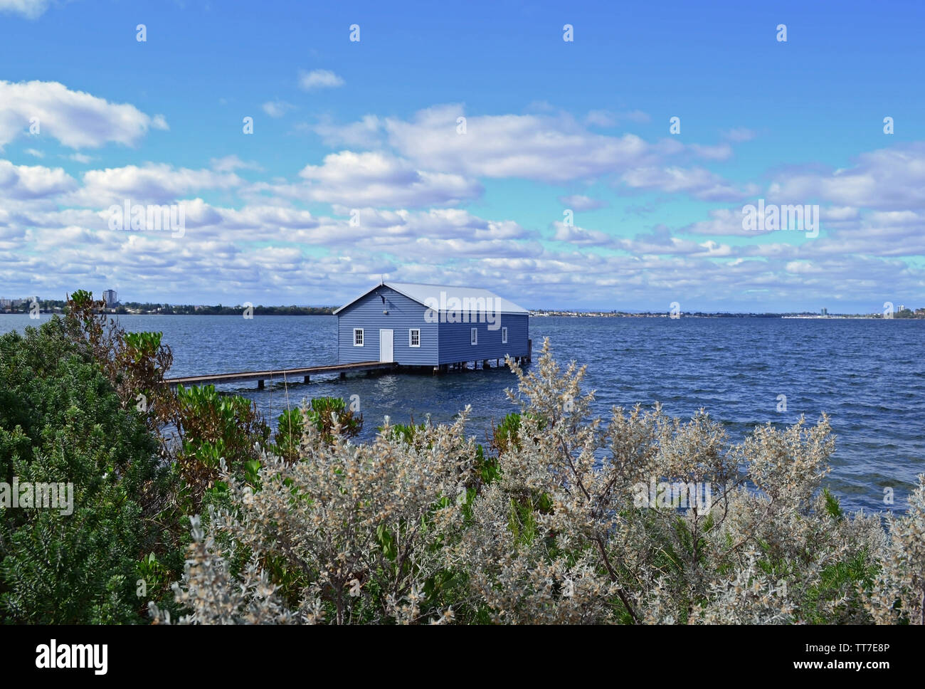 Boatshed-Blue Boat House Edge Crawley, Perth, Australie Banque D'Images