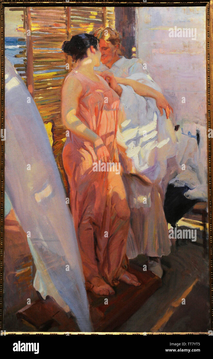 Joaquin Sorolla y Bastida (1863-1923). Peintre espagnol. La robe rose, 1916. Musée Sorolla. Madrid. L'Espagne. Banque D'Images