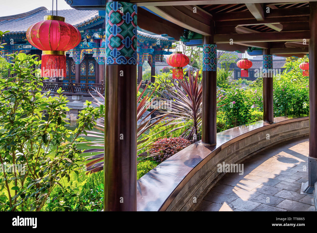 Jianshui, Chine - 22 Avril 2019 : vue sur jardin de la famille Zhu, situé dans la vieille ville de Jianshui Banque D'Images