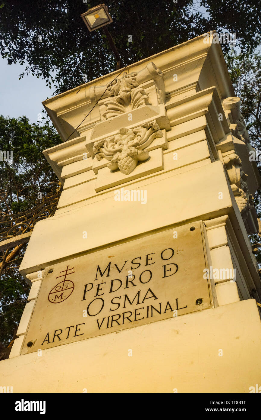 Lima, Pérou - 18 Nov 2018 : Pedro de Osma Museum dans le quartier de Barranco Lima Banque D'Images