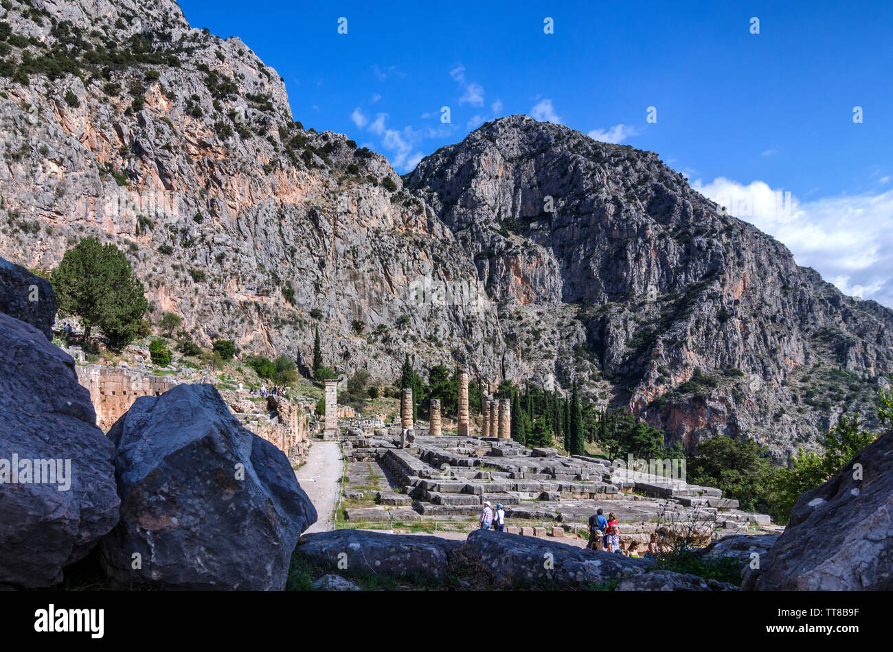 Phocide, Delphes / Grèce. Temple d'Apollon sur le site archéologique de