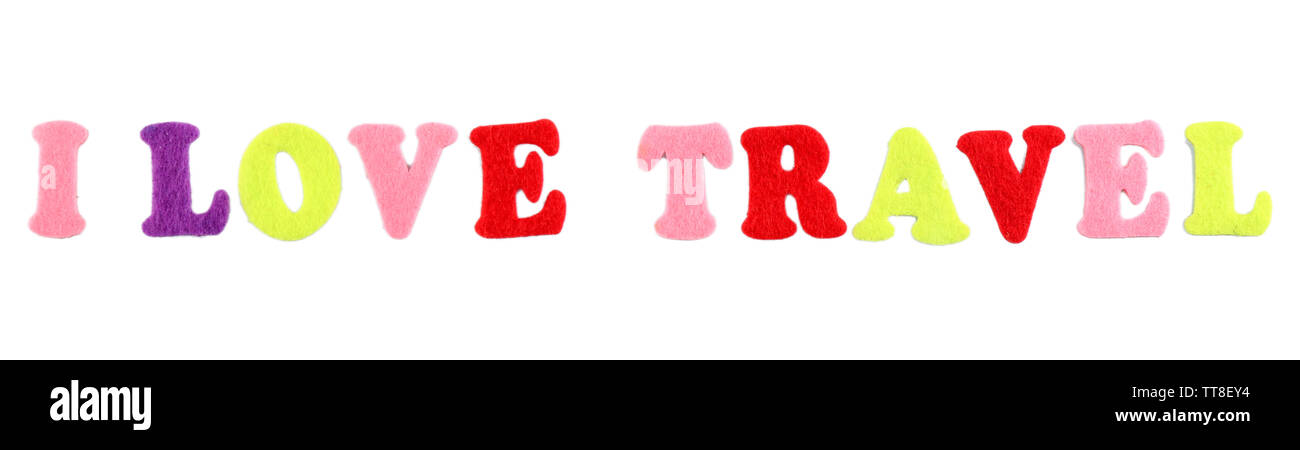 Inscription J'aime voyager isolated on white Banque D'Images