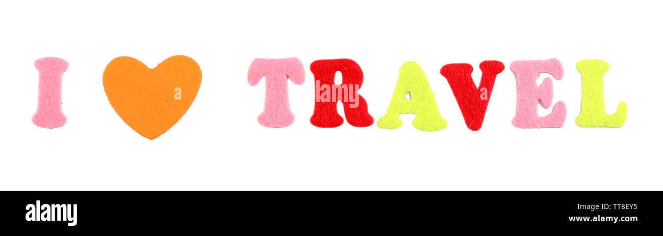 Inscription J'aime voyager isolated on white Banque D'Images