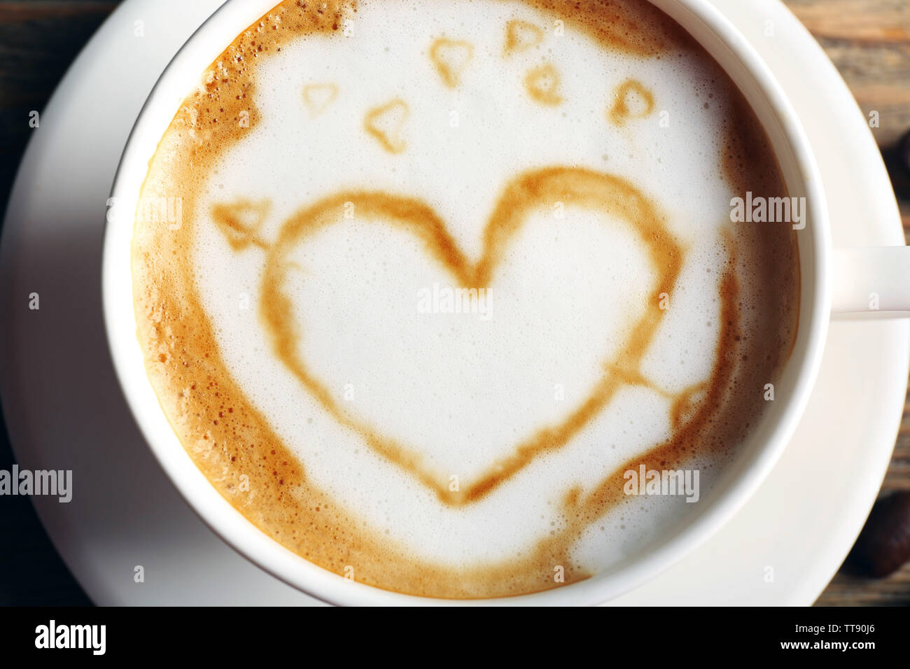 Tasse de café latte art, libre Banque D'Images