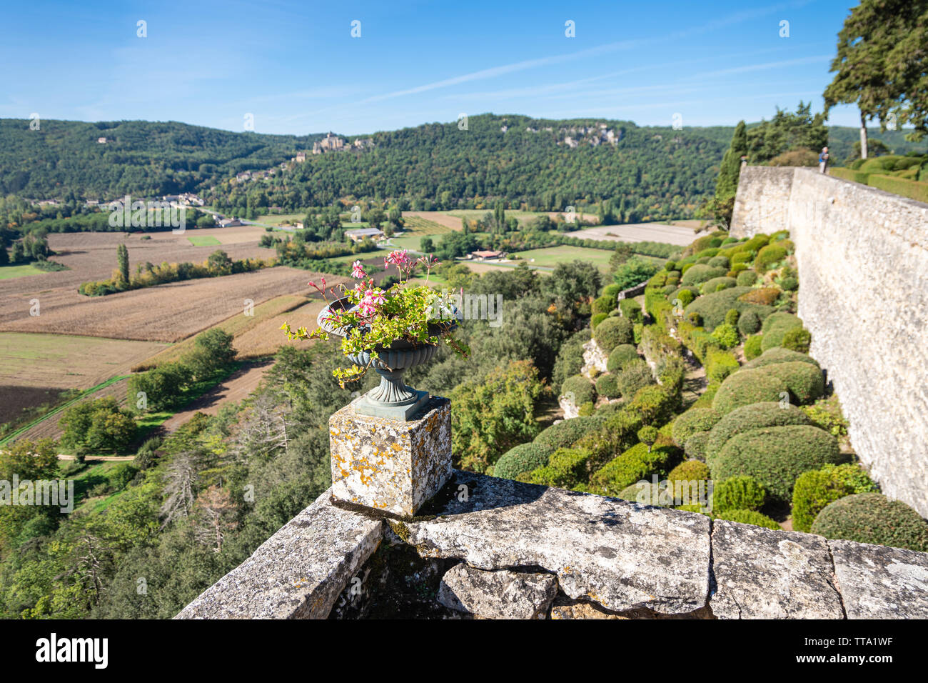 Vallée de la Dordogne et les jardins suspendus de Marqueyssac Banque D'Images