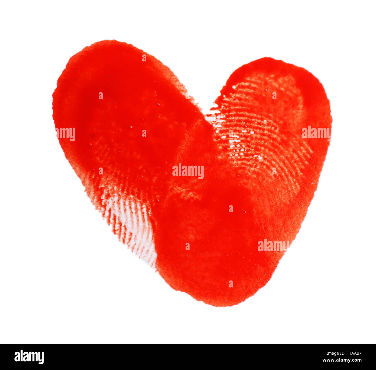 Coeur d'empreintes digitales sur fond de papier blanc Banque D'Images