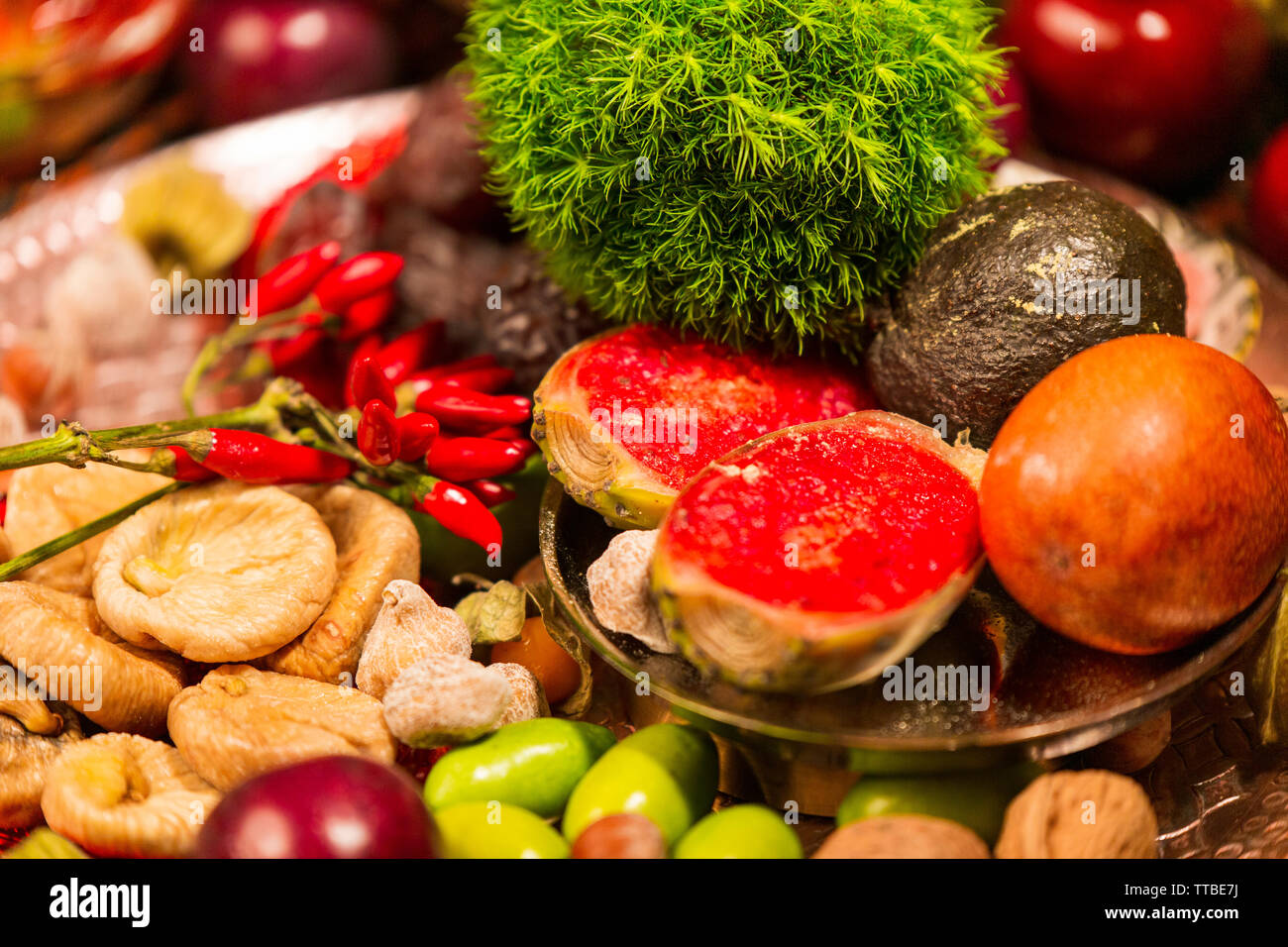 Cluse de la cuisine de saison sur table décoration Banque D'Images