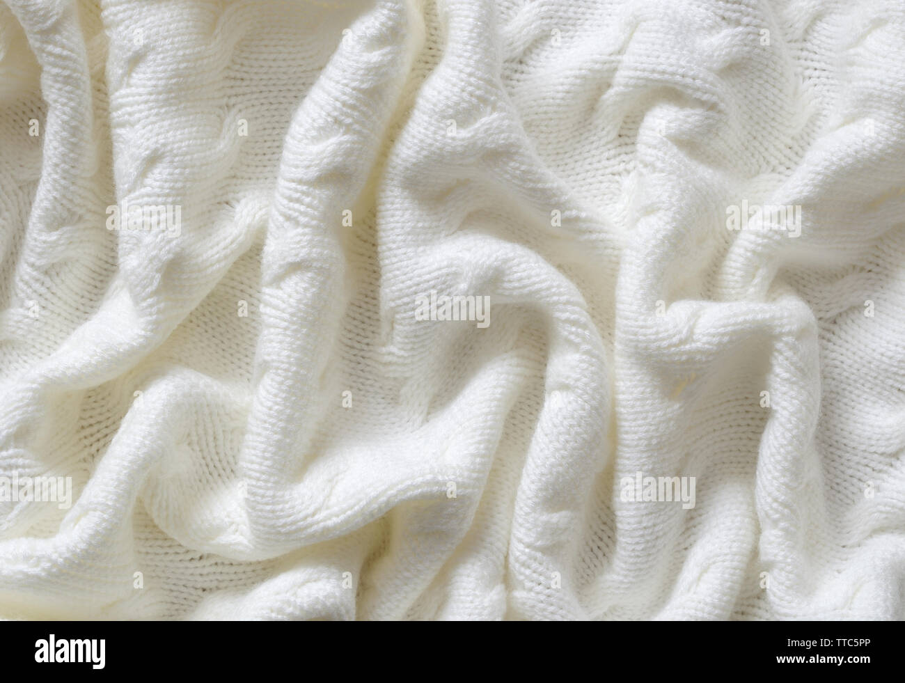Gros plan du tricot blanc froissé backround couverture pour Banque D'Images
