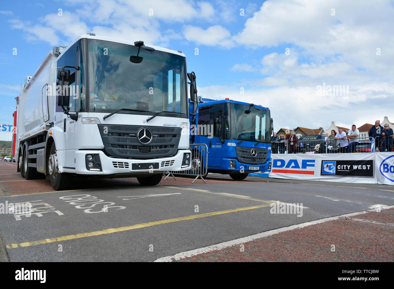 Course de camion poubelle de la mer : l'action de la National Championships 2019 Refuser, Weston Super-Mare, Somerset, UK Banque D'Images