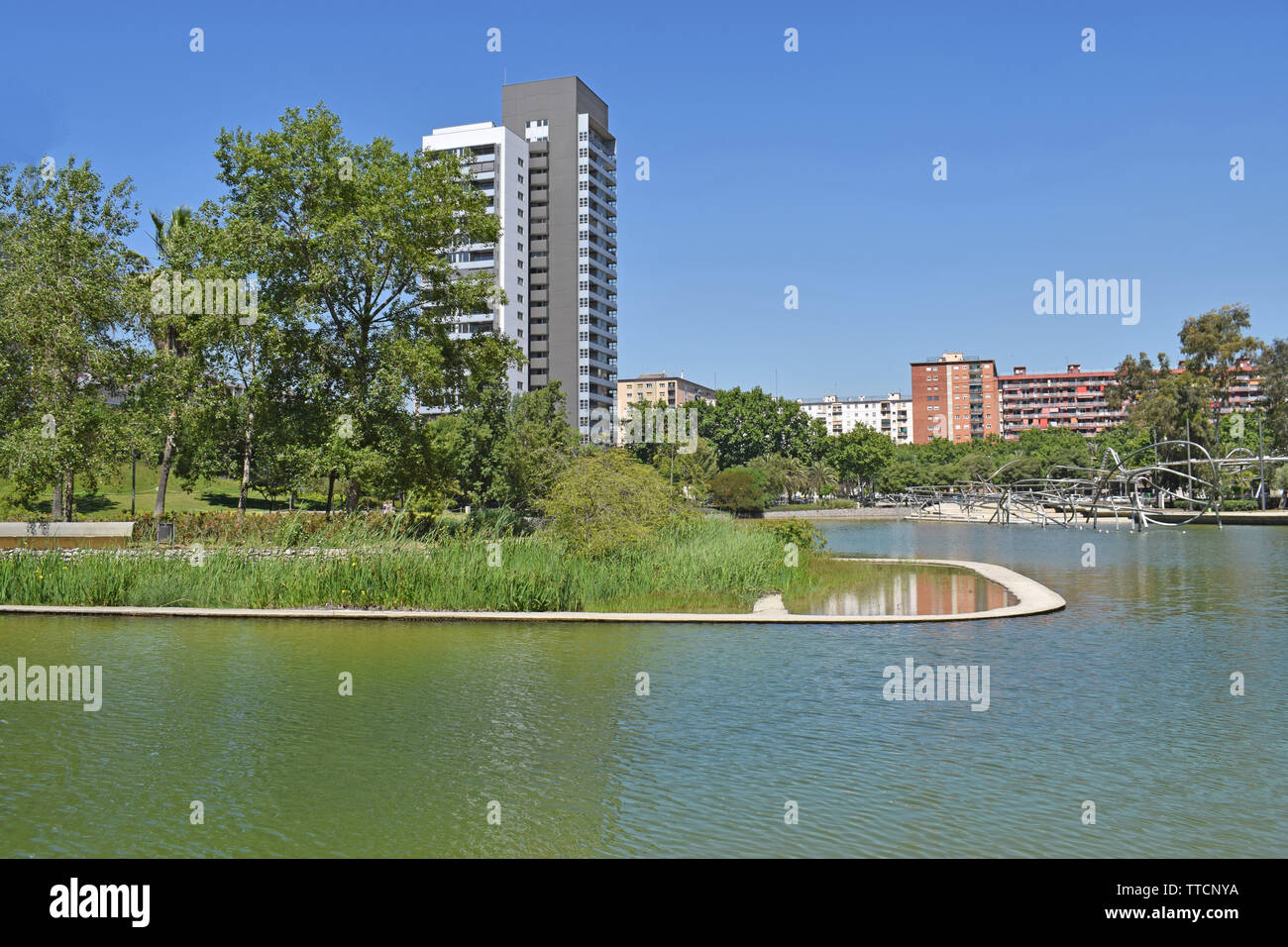 Parc Diagonal Mar à Barcelone Banque D'Images