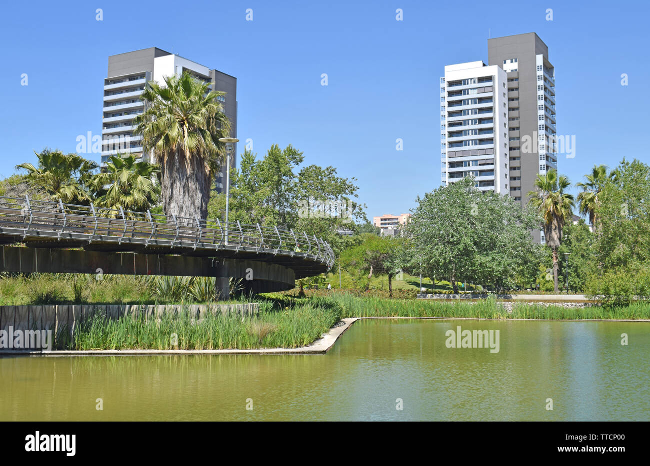 Parc Diagonal Mar à Barcelone Banque D'Images