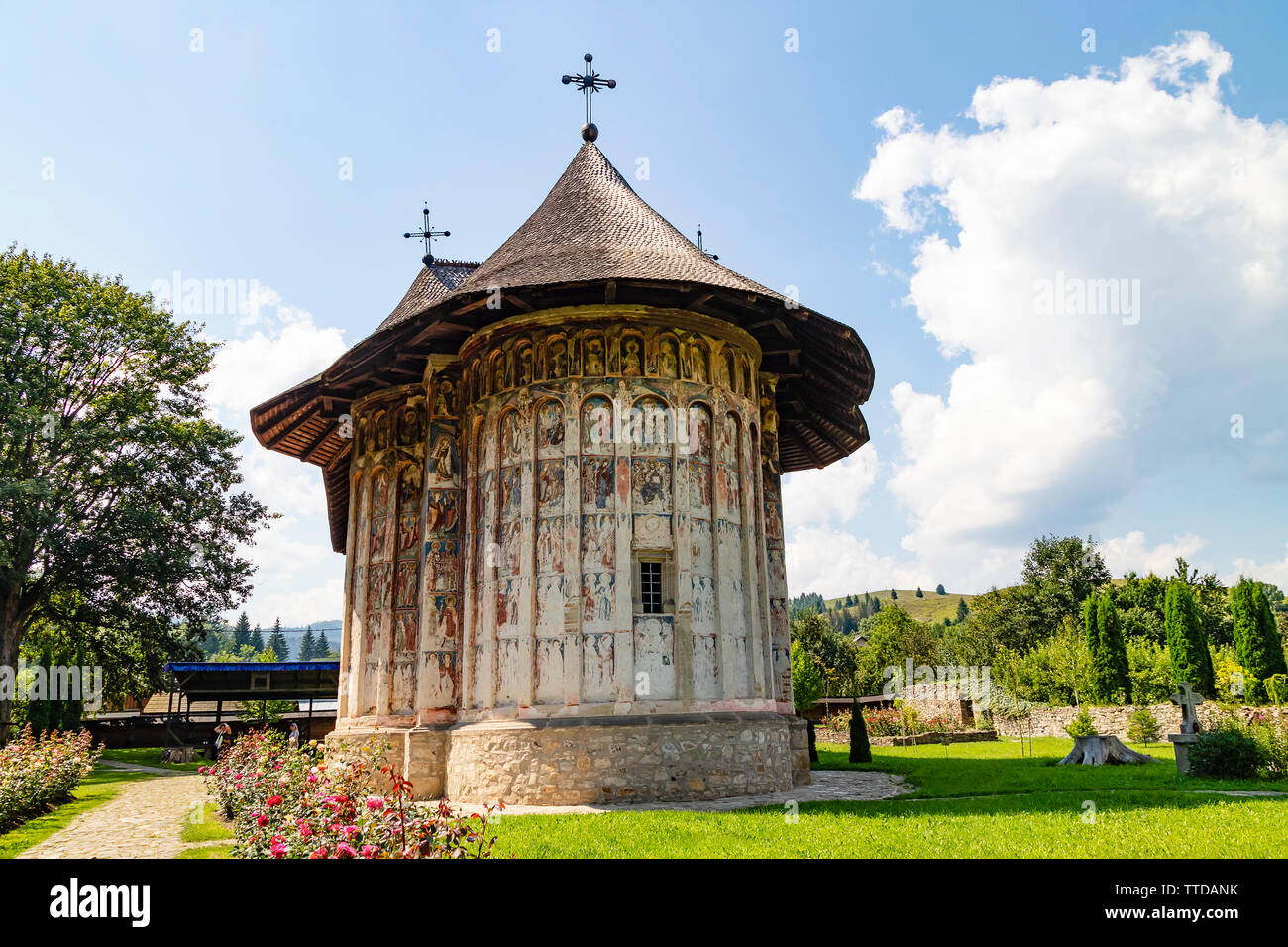 La Bucovine, Roumanie - août 5th, 2018 : le monastère de Humor, un des fameux monastères peints de Bucovine, Roumanie Banque D'Images