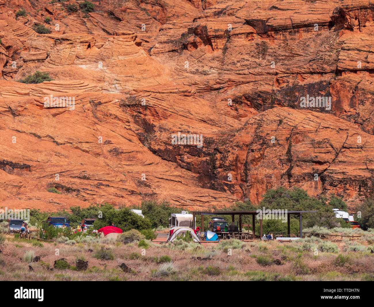 Camping, Snow Canyon State Park, Saint George, Utah. Banque D'Images