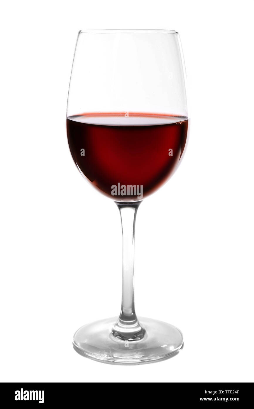 Verre de vin rouge sur fond clair Banque D'Images