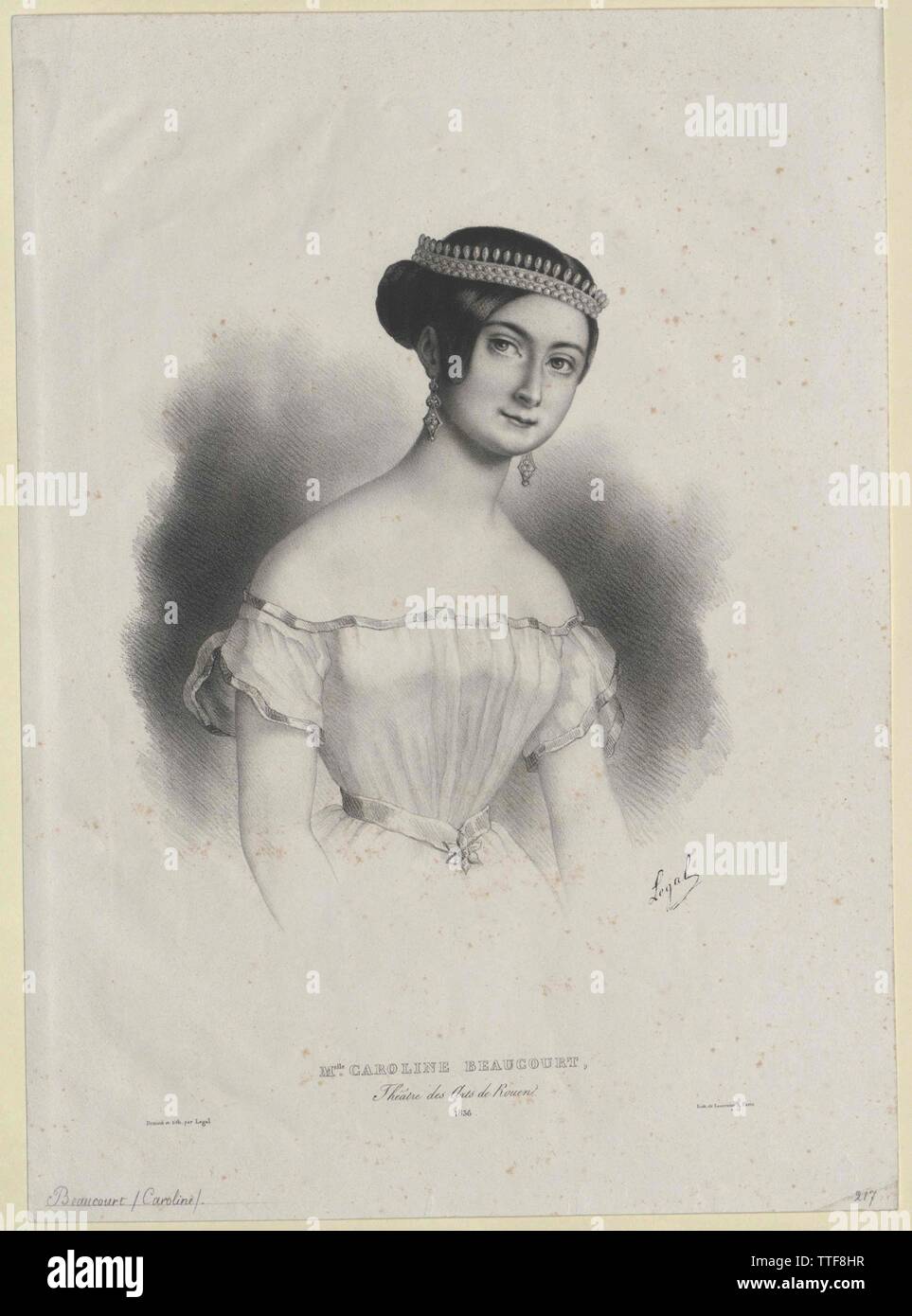 Beaucourt, Caroline, l'actrice française, 1836 dans Rouenv Additional-Rights Clearance-Info,--Not-Available Banque D'Images