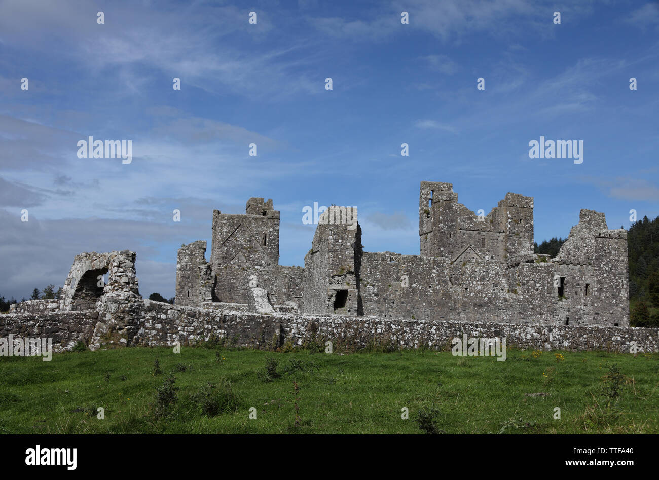 Ruines de l'abbaye bénédictine d'avancement médiévale, connu comme le lieu des sept merveilles, Fore, comté de Westmeath, Irlande Banque D'Images