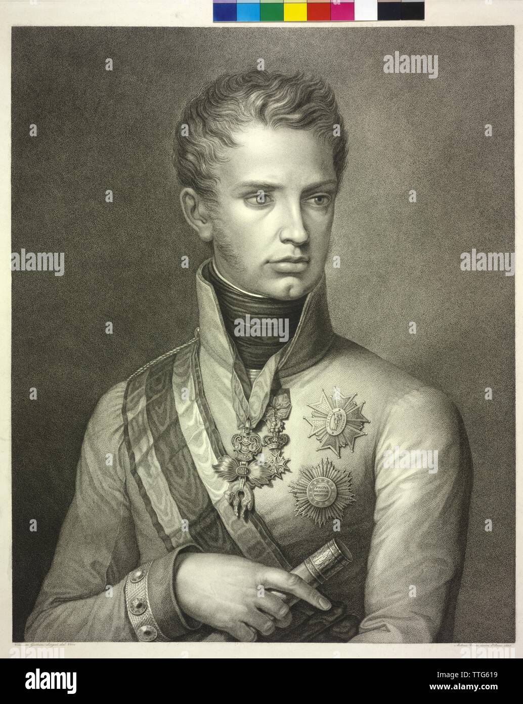 Léopold II, Grand-duc de Toscane, stipple gravure par Antonio Verico basé sur un comité ad vivum dessin par Vincenzo Gozzini, Additional-Rights Clearance-Info-Not-Available- Banque D'Images