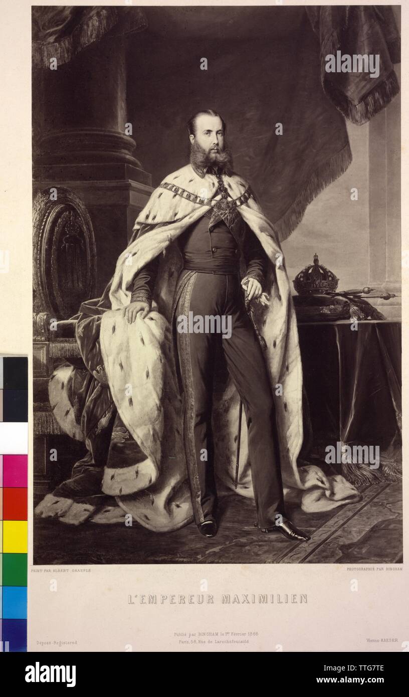 Maximilien Ier, empereur du Mexique, peinture par Albert Graefle, dépeint dans un reportage photographique par Robert Jefferson Bingham, Additional-Rights Clearance-Info-Not-Available- Banque D'Images