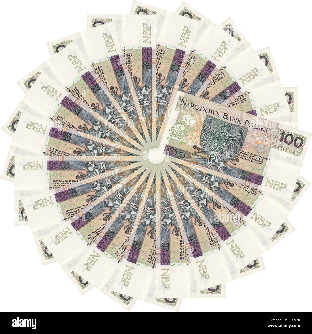 Zlotys polonais - bel ornement géométrique, la texture, le motif à partir de la monnaie polonaise, 100 projets de PLN (billets valeur nominale 100 PLN) - fleurs d'argent Banque D'Images