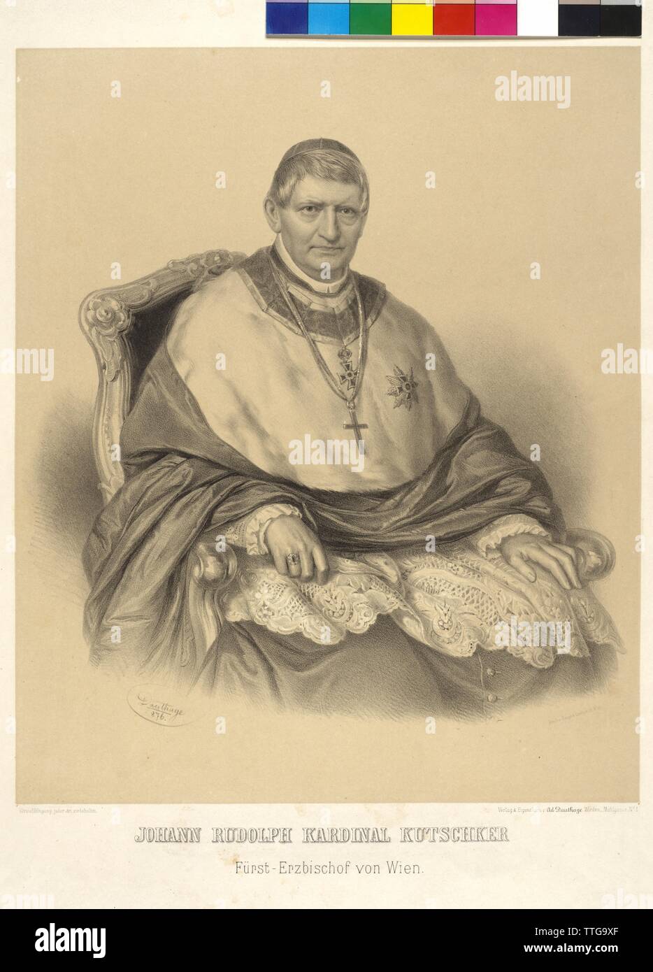 Johann Rudolf cardinal Kutschker prince-archevêque de Vienne, lithographie de Adolf Dauthage, Additional-Rights Clearance-Info-Not-Available- Banque D'Images