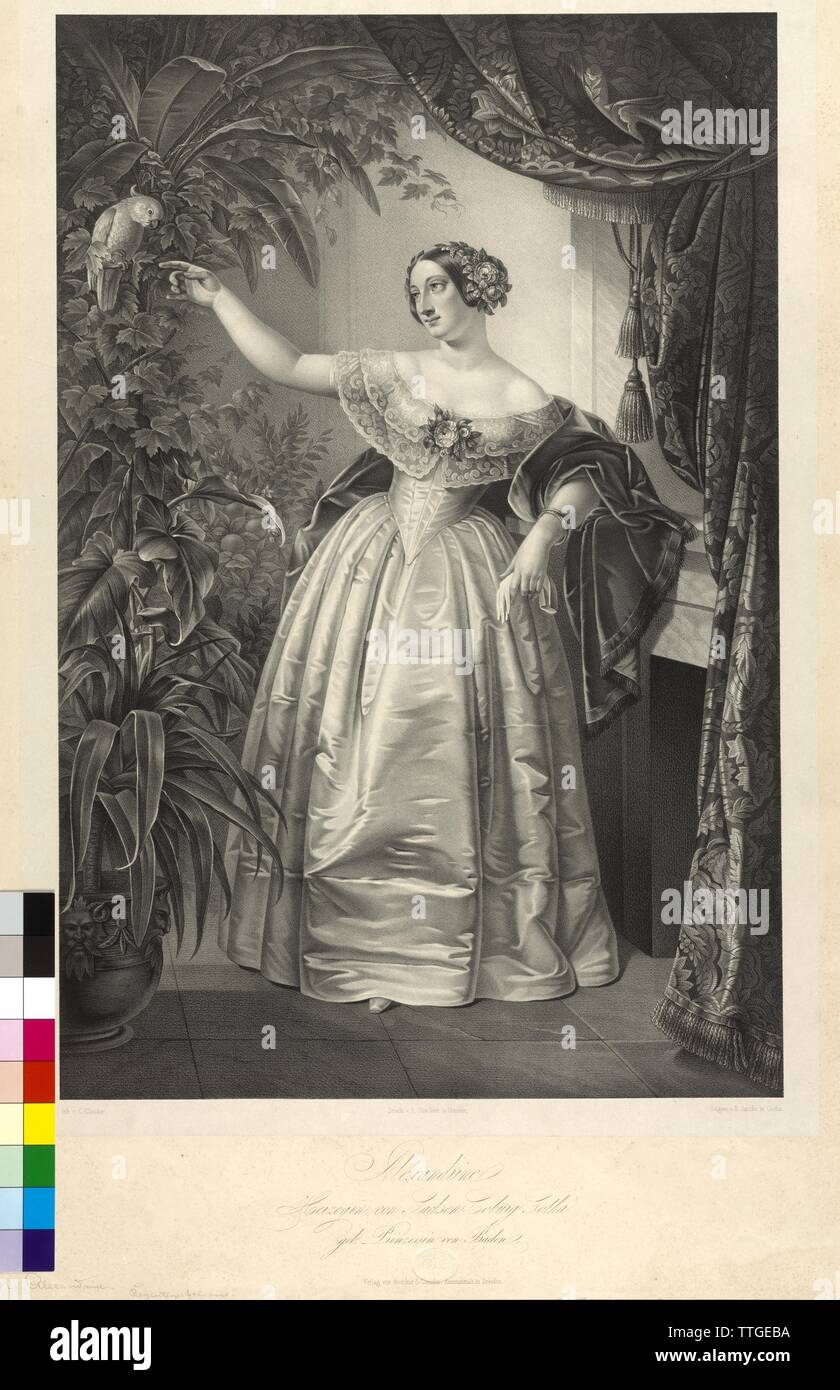 Alexandrine duchesse de Saxe-Cobourg-Gotha, née princesse de Bade, lithographie de Karl Clauder basé sur une peinture par Emil JACOBS. Additional-Rights Clearance-Info-Chine,-Not-Available Banque D'Images