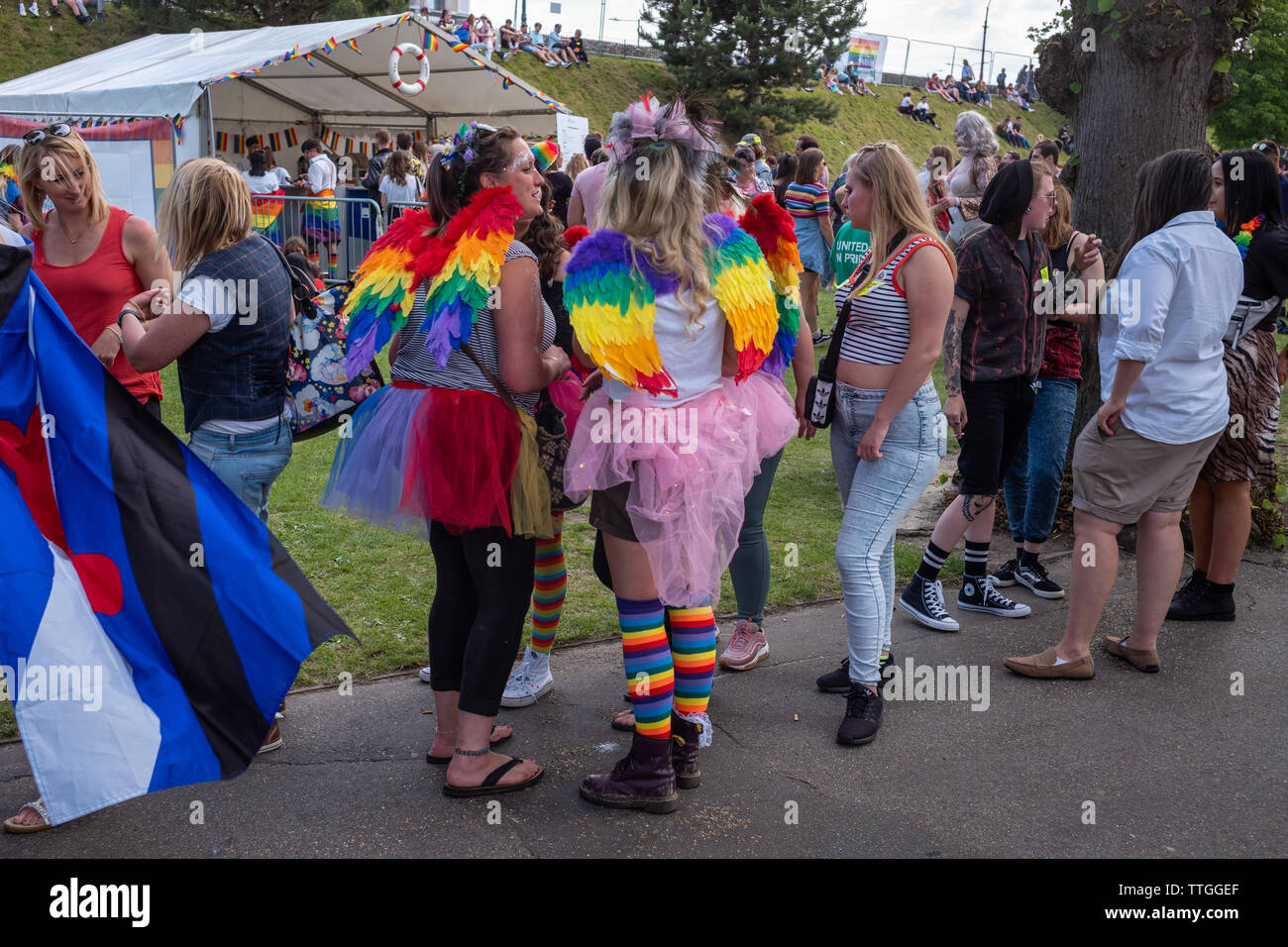 La foule célébrant le Festival Gay Pride Banque D'Images