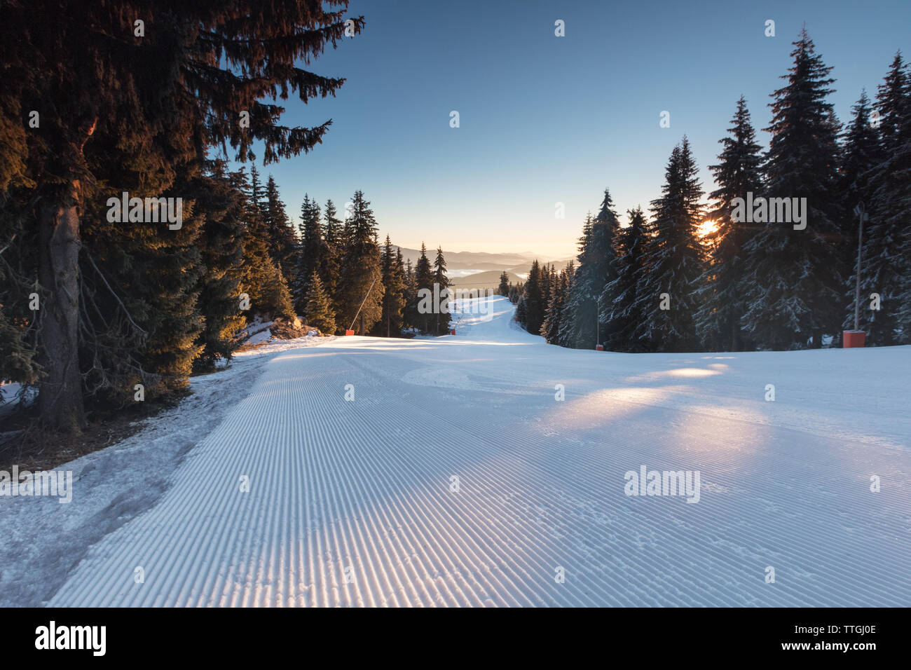 Pente de ski skieurs sans Banque D'Images