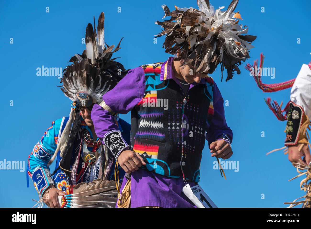 Les danseurs, les Mohawks d'Akwesasne, pow-wow traditionnel Banque D'Images