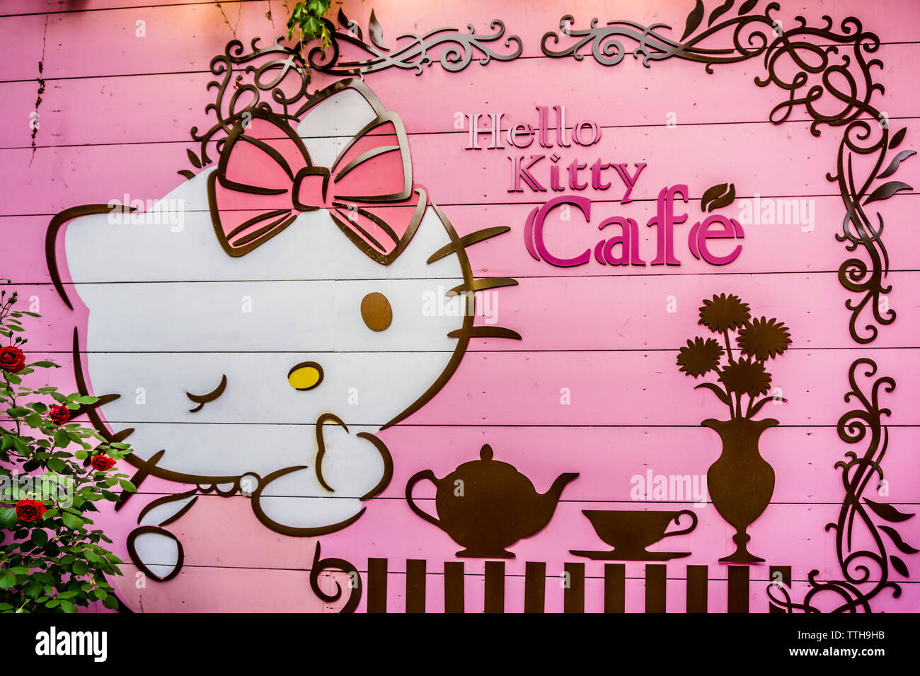 Séoul, Corée du Sud - 14 mai 2017 : Bonjour Kitty Cafe Hongik University  est est magnifiquement décorée, parfait pour les amateurs d'hello kitty &  super pour prendre Photo Stock - Alamy
