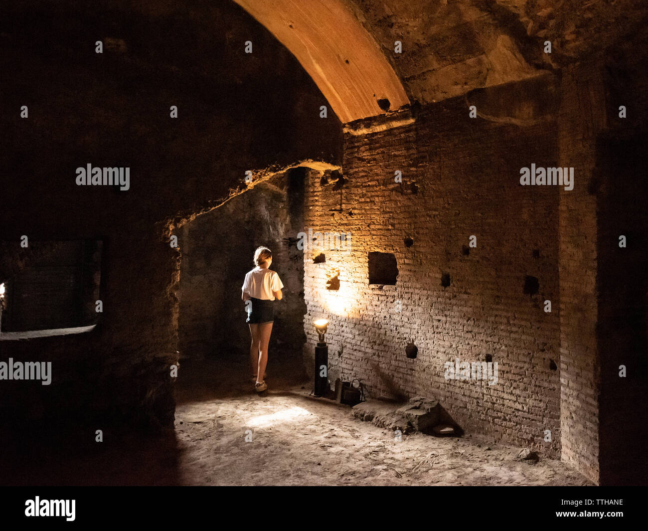 Rome. L'Italie. Insula dell'Ara Coeli, reste d'un bloc appartement romain du 2e siècle, vue de l'intérieur du deuxième étage. Banque D'Images