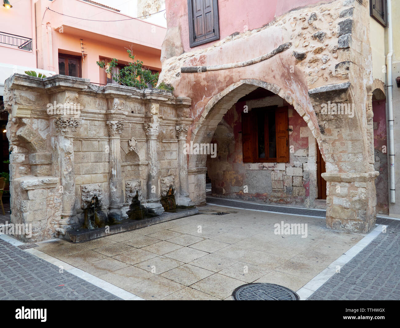 Fontaine Rimondi, Rethymno (Rethymnon), Crète, îles grecques, Grèce, Europe Banque D'Images