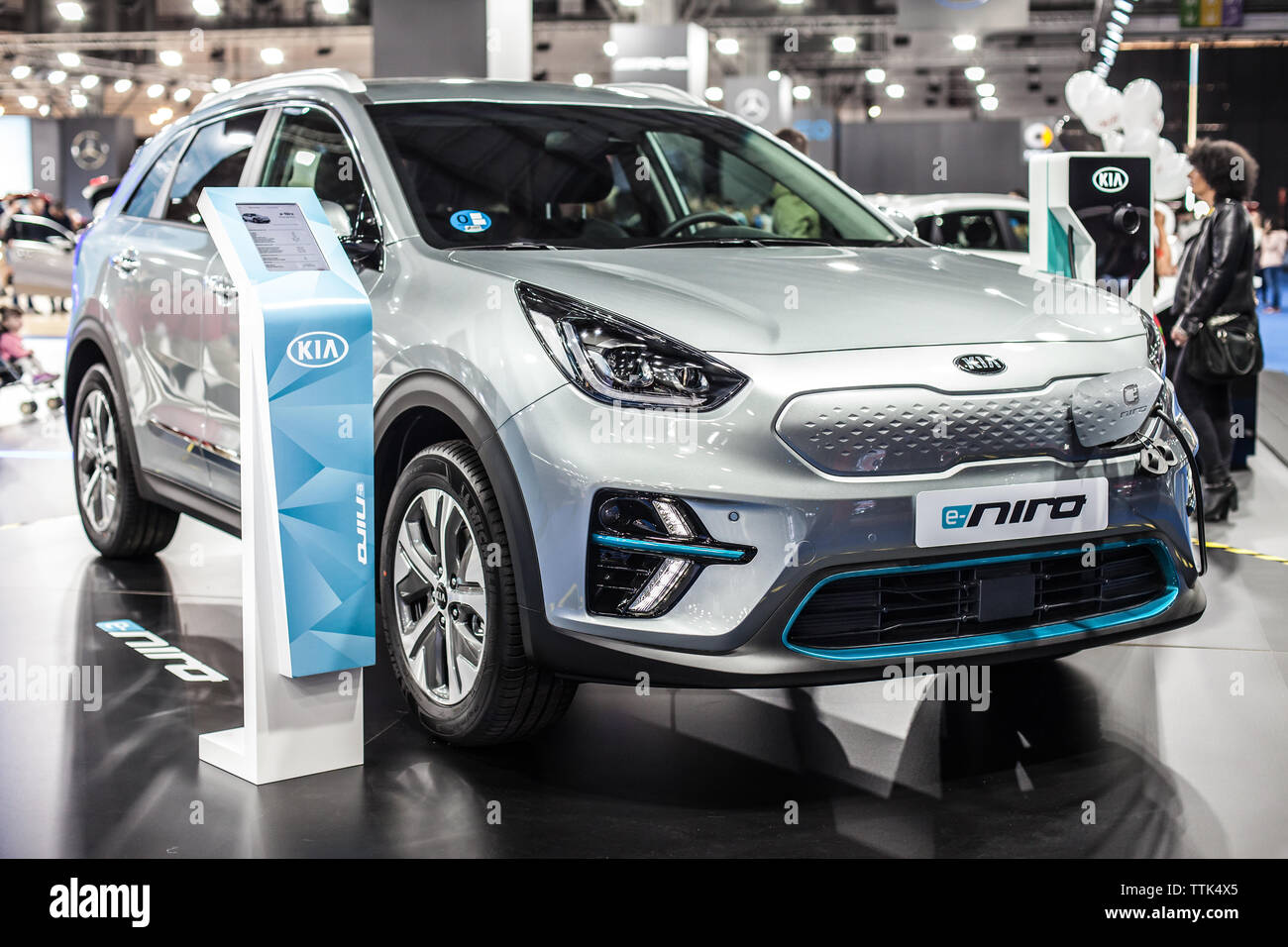 Barcelone, Espagne - 19 mai 2019 : Kia Niro e-vitrine à Barcelone de l'Automobile 2019 à Barcelone, Espagne. Banque D'Images