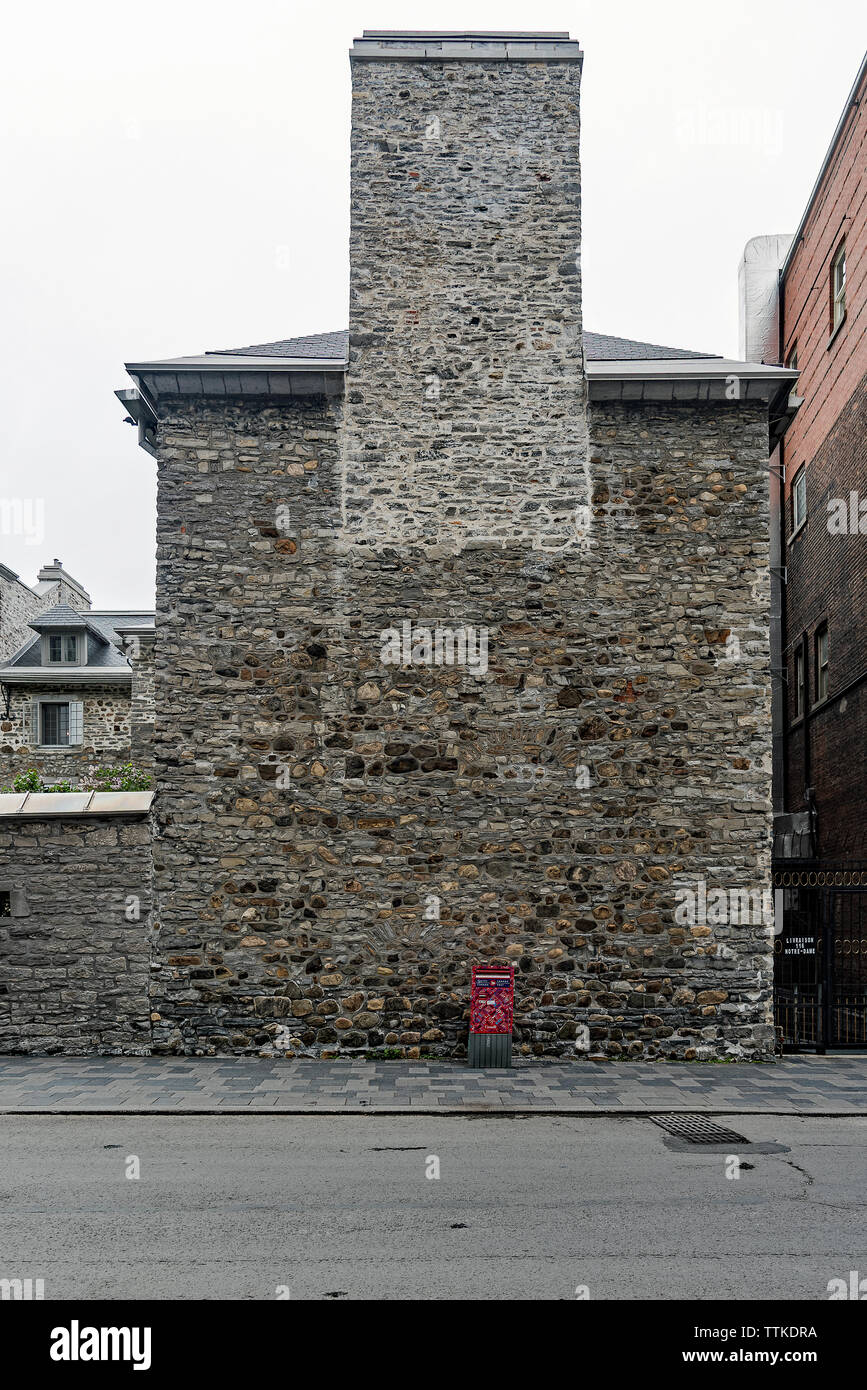 Mur de pierre, dans le Vieux Montréal, Canada Banque D'Images