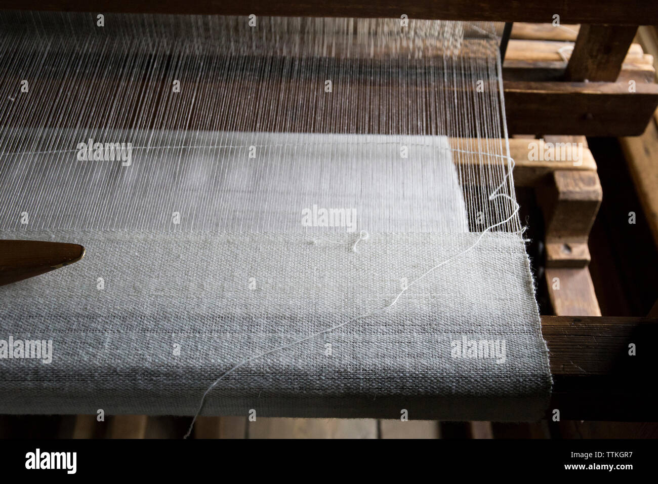 Portrait de métier à tisser dans l'industrie textile Banque D'Images
