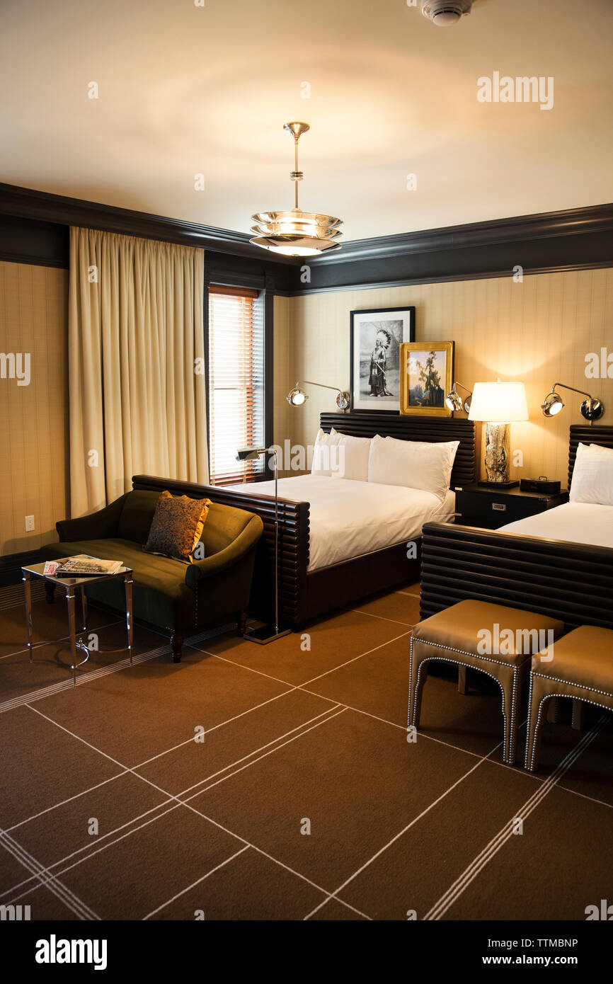 USA, Colorado, Aspen, photo de chambre à l'hôtel Jerome, centre-ville d'Aspen Banque D'Images