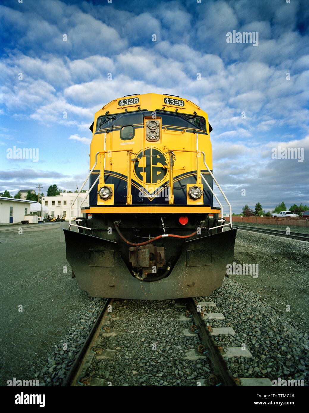 USA, Alaska, Anchorage, Alaska Railroad locamotive, gare d'ancrage Banque D'Images