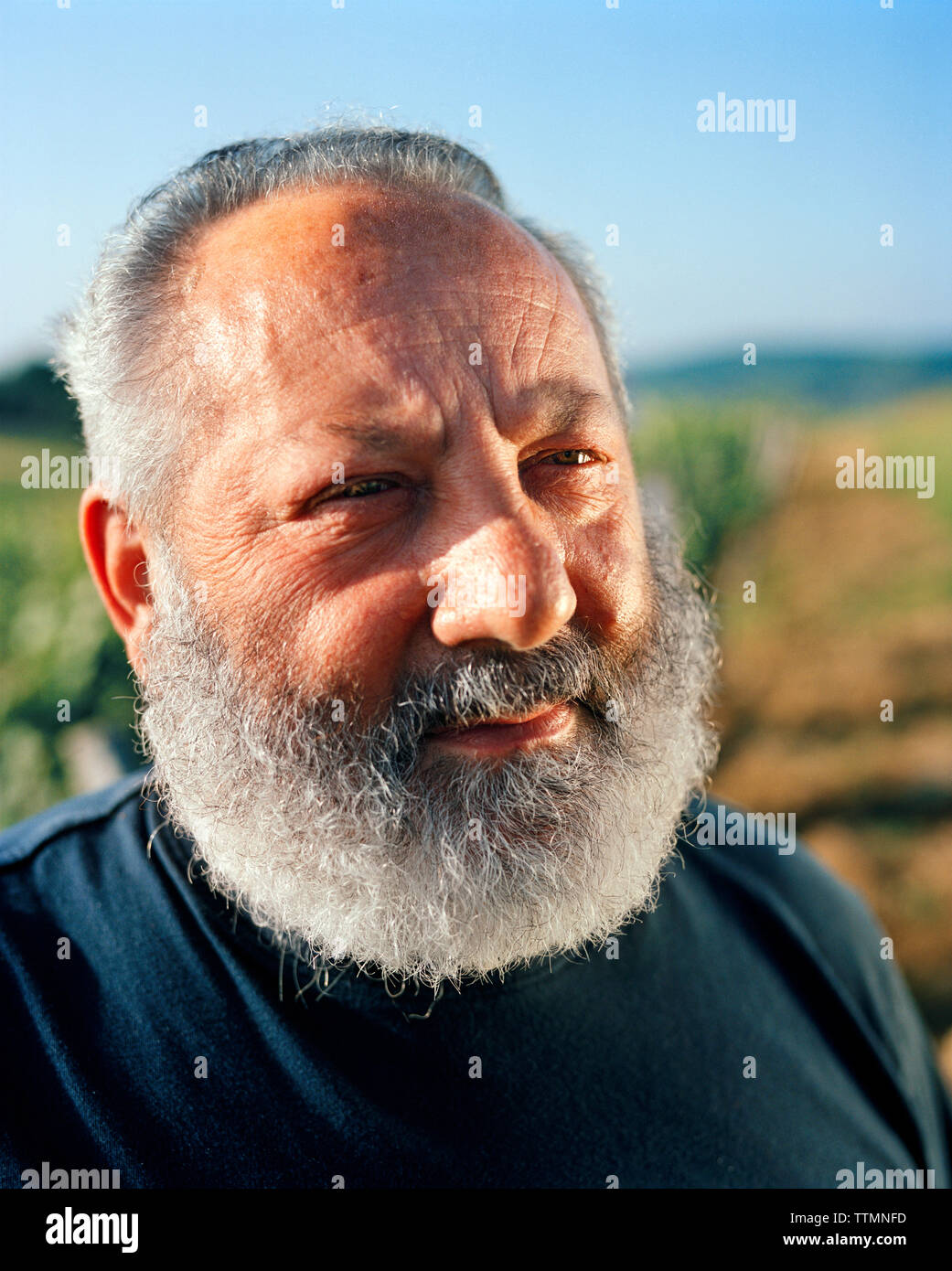 FRANCE, Montigny-les-Arsures, Arbois, Jacques Puffeney est à sa vigne, Jacques Puffeney Winery, région des vins du Jura, Vin Jaune Banque D'Images