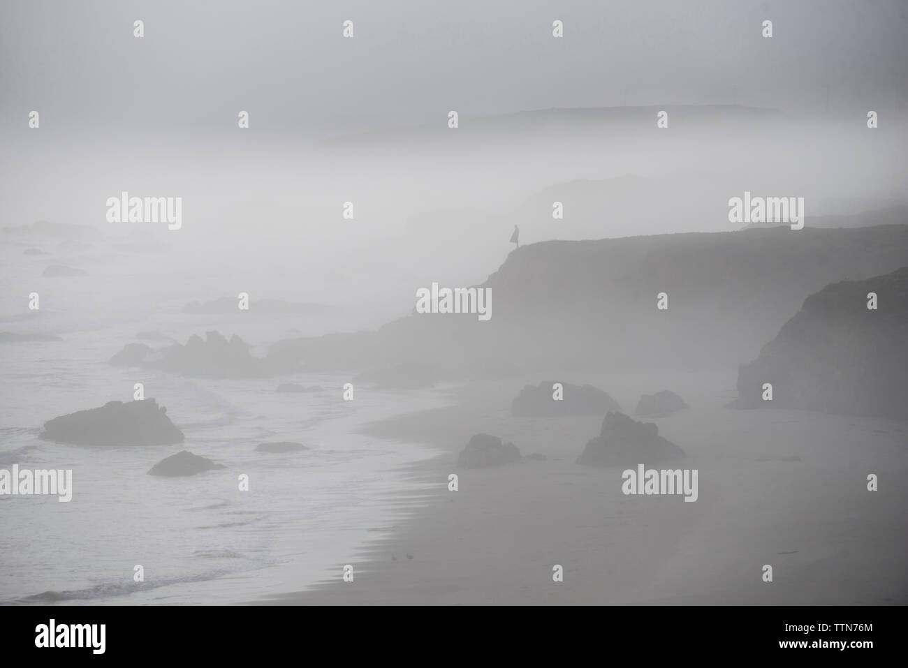 Vue panoramique de Pismo Beach contre ciel lors de temps de brouillard Banque D'Images