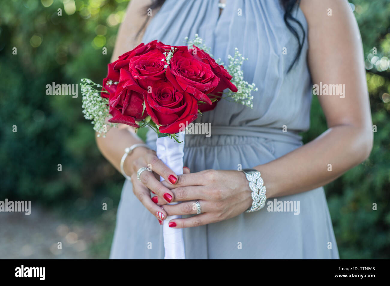 Tenue de demoiselle d'Bouqet de Mariage Banque D'Images