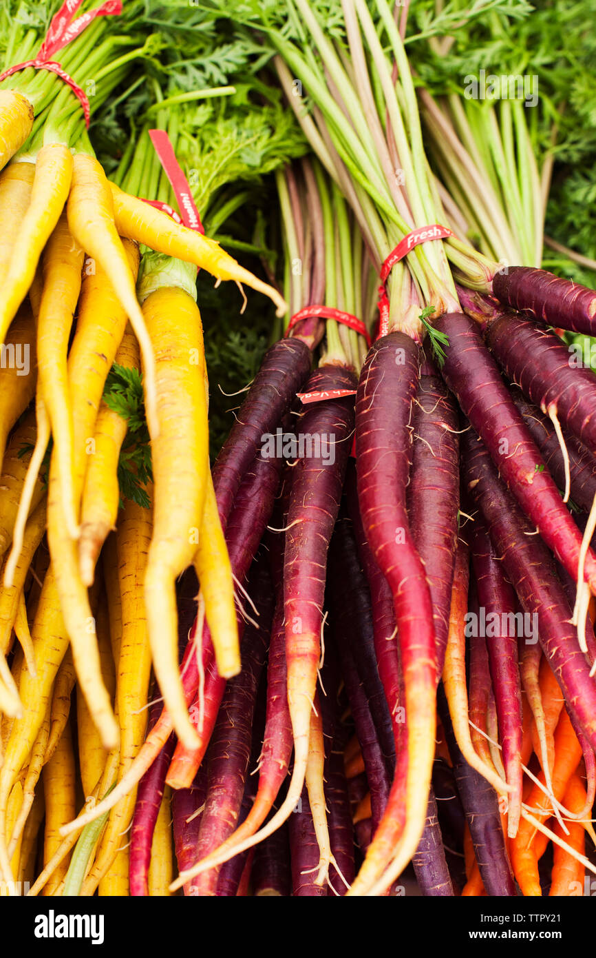 Close-up of carrots for sale at market Banque D'Images