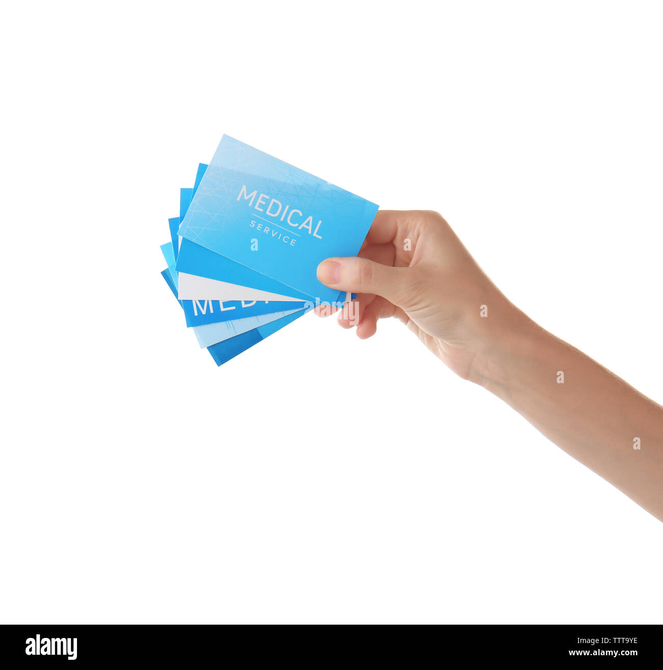 Cartes main tenant isolated on white Banque D'Images