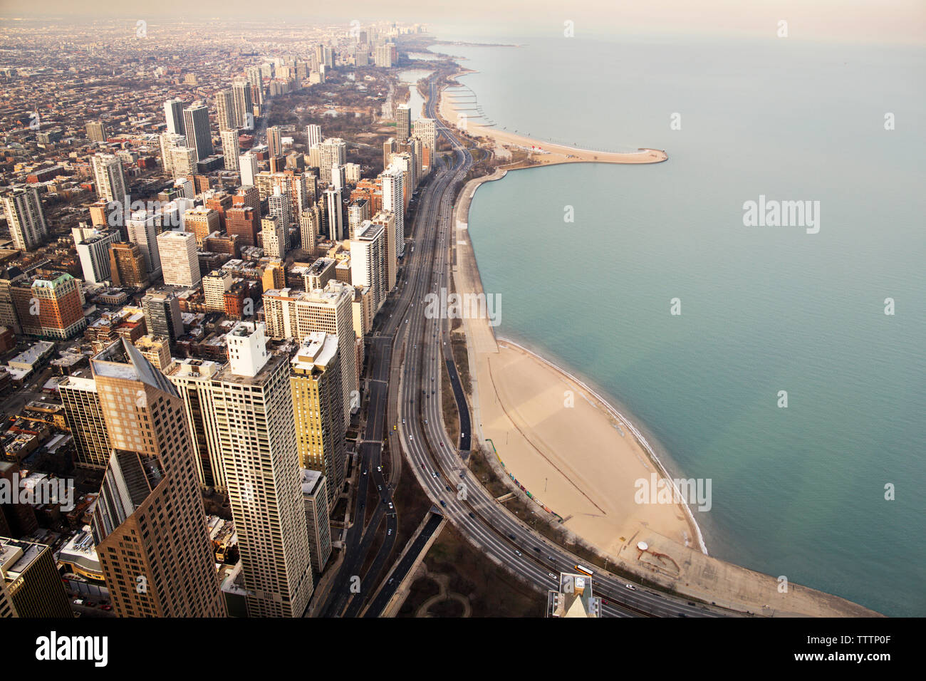 Paysage urbain par le lac Michigan Banque D'Images
