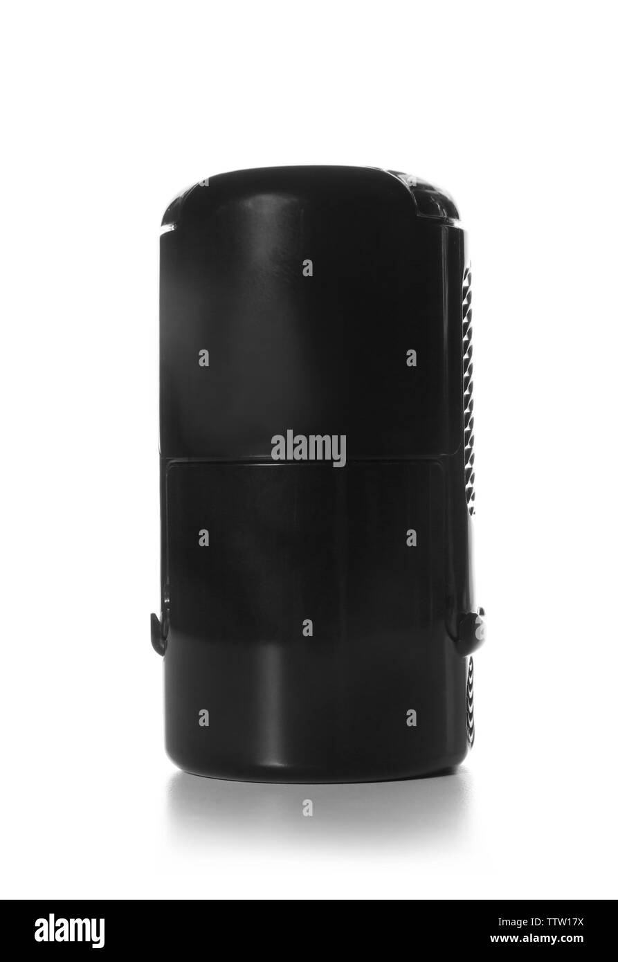 Timbre auto-encreur noir sur fond blanc Banque D'Images