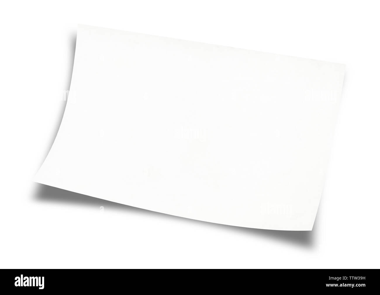 Feuille de papier blanc isolé sur fond blanc Banque D'Images