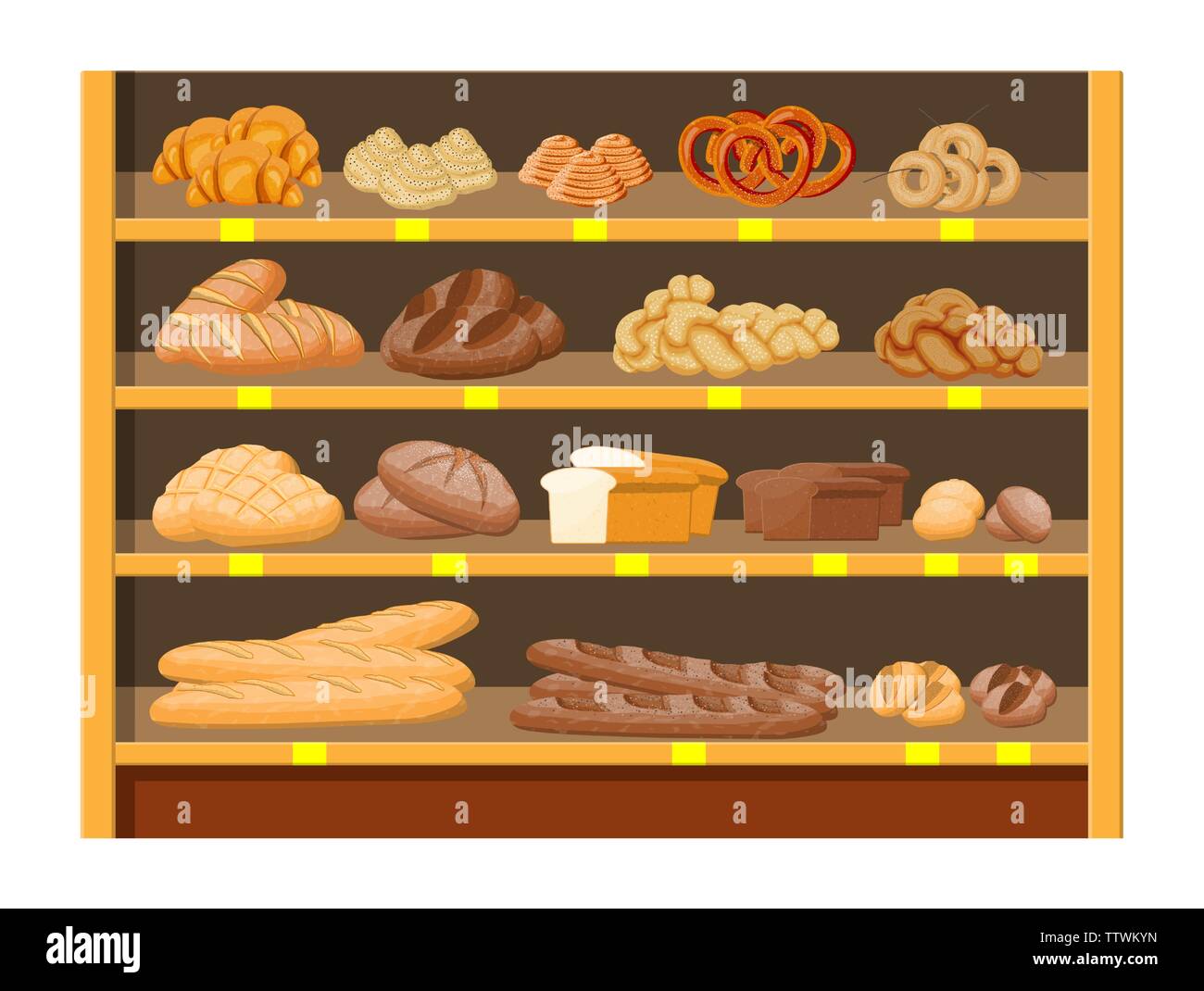 Produits pain dans centre commercial. Illustration de Vecteur