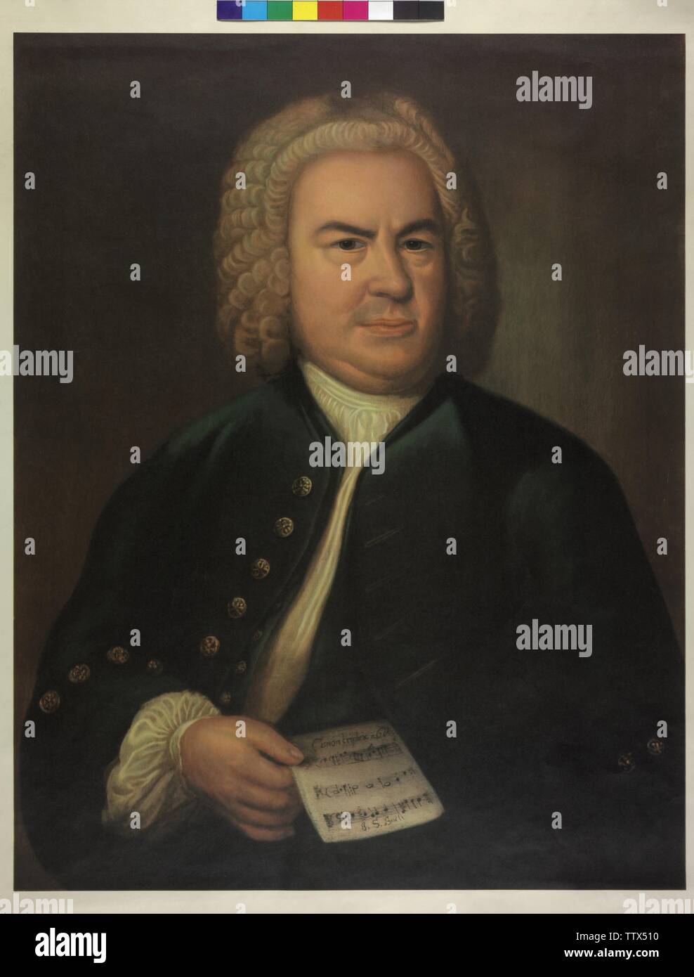 Johann Sebastian Bach, l'impression couleur basé sur une peinture par Élie Gottlob Hausmann, Additional-Rights Clearance-Info-Not-Available- Banque D'Images