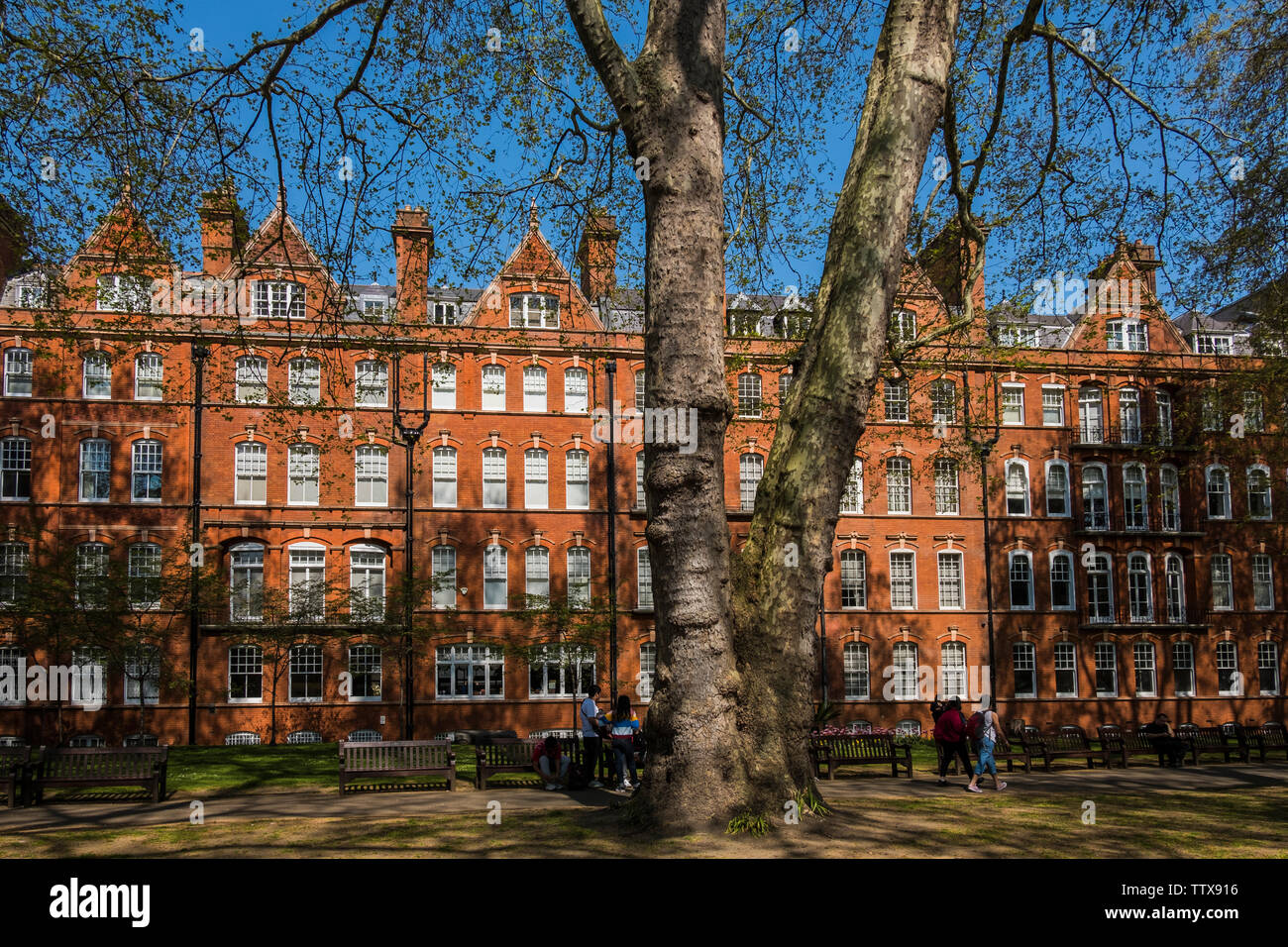 Mount Street Gardens hôtel particulier de blocs, Mayfair, Londres, Angleterre, Royaume-Uni Banque D'Images